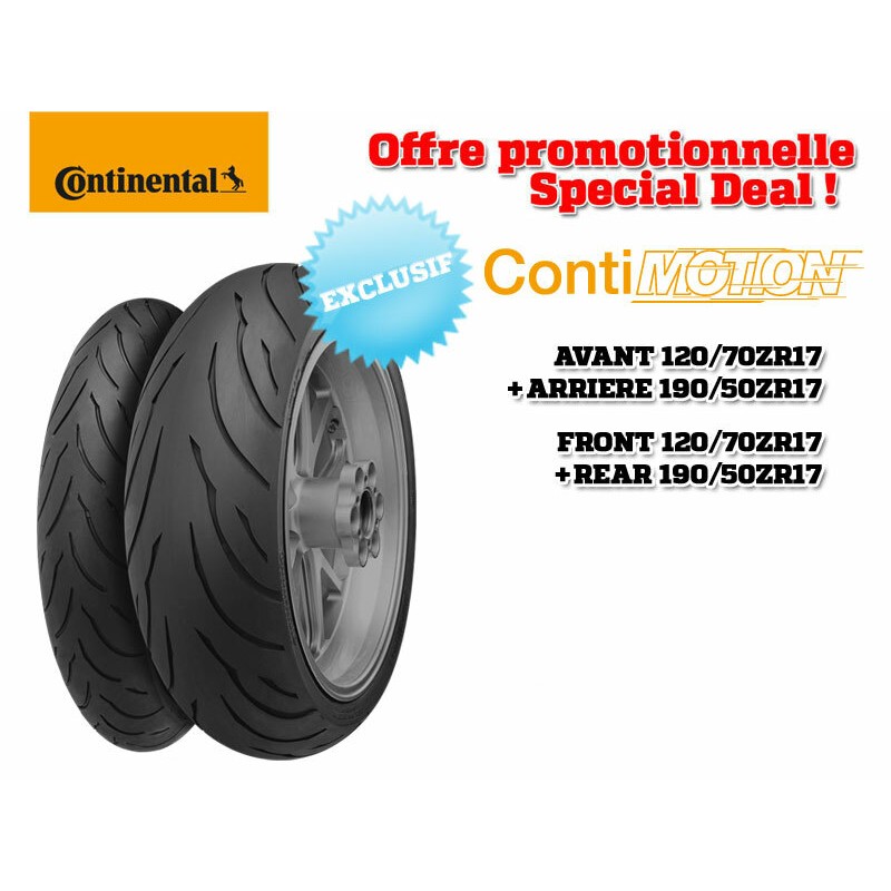 Train de pneus Sport-Touring CONTINENTAL ContiMotion (120/70 ZR 17 + 190/50 ZR 17)