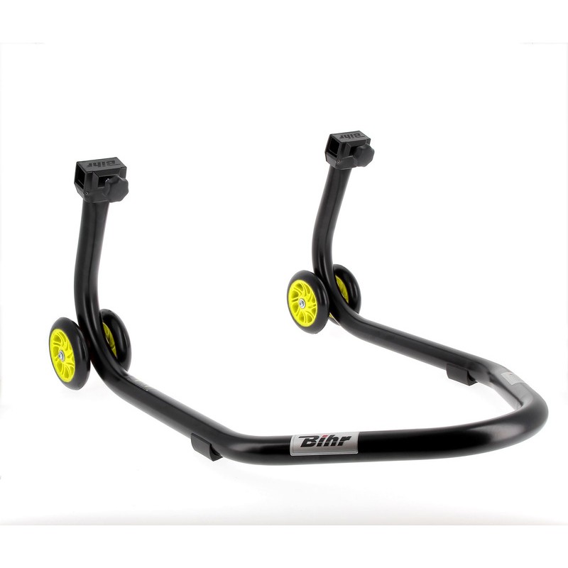 Béquille arrière BIHR Home Track supports en "V" noir mat roues jaune