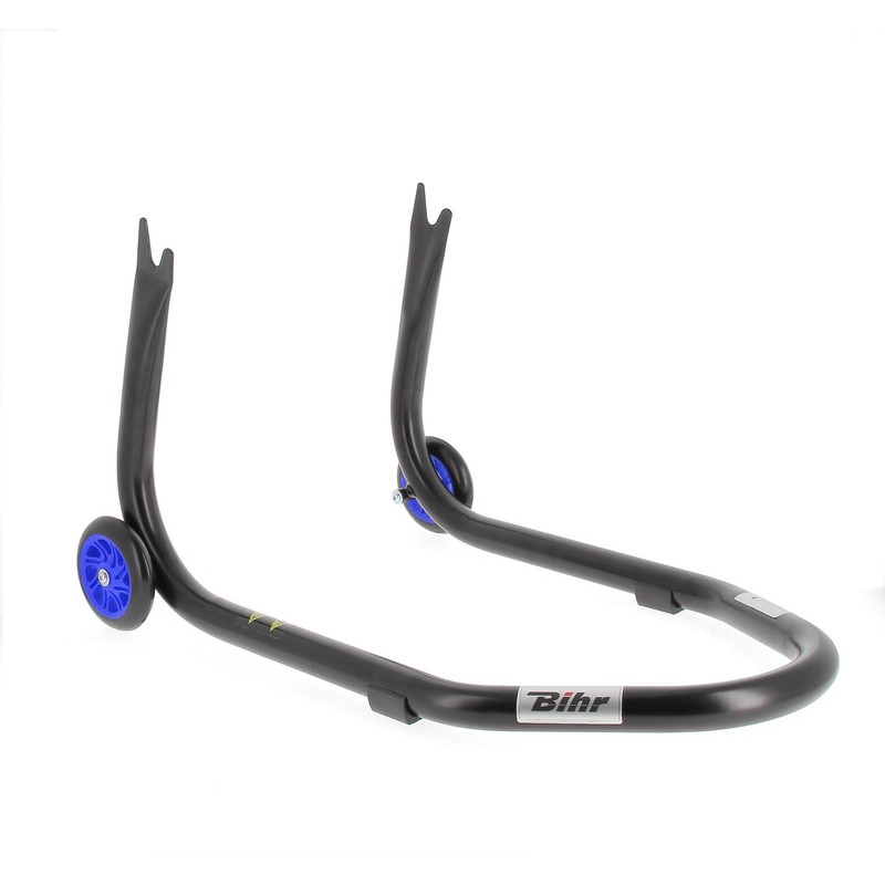 Béquille arrière BIHR Home Track fixe supports en "V" noir mat roues bleu