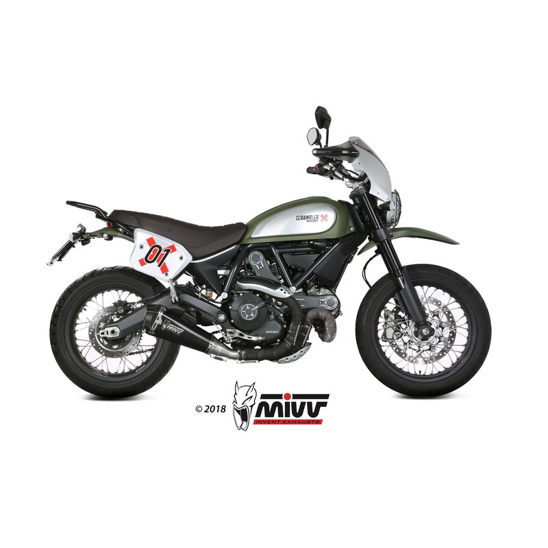 Silencieux MIVV Delta Race inox noir/casquette carbone Ducati Scrambler 800