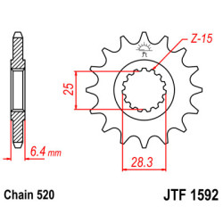 Pignon JT SPROCKETS acier pas 520 type 1592 Yamaha 450 YFZR