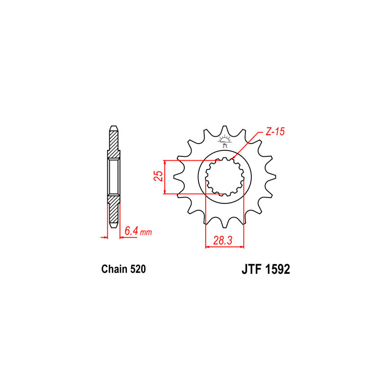 Pignon JT SPROCKETS acier pas 520 type 1592 Yamaha 450 YFZR