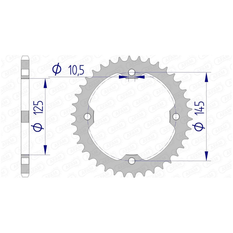 Couronne AFAM Aluminium pas 520 type 13407 450 YFZR Yamaha