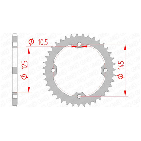 Couronne AFAM Acier pas 520 type 12407 450 YFZR Yamaha