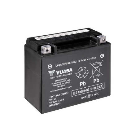 Batterie YUASA YTX20HL-BS sans entretien livrée avec pack acide 500 Sportsman Polaris