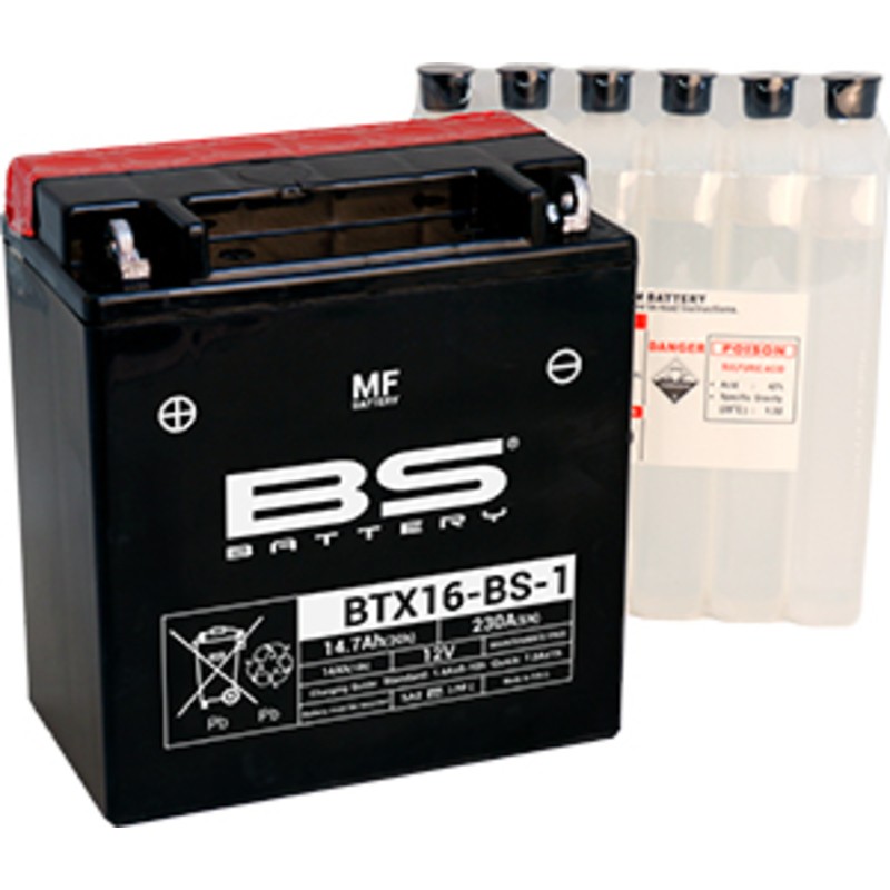 Batterie BS BATTERY sans entretien livrée avec pack acide - BTX16-BS