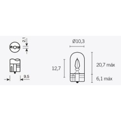 Ampoule TECNIUM T10 12V 3W...