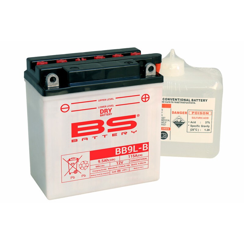 Batterie BS BATTERY Haute-performance avec pack acide - BB9L-B