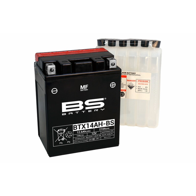 Batterie BS BATTERY Sans entretien avec pack acide - BTX14AH