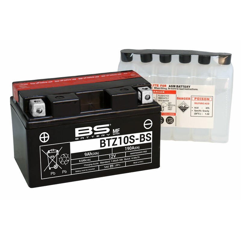 Batterie BS BATTERY Sans entretien avec pack acide - BTZ10S