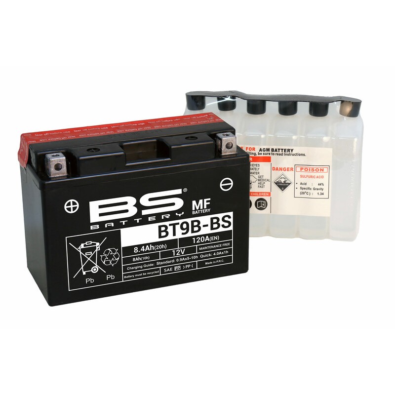 Batterie BS BATTERY Sans entretien avec pack acide - BT9B