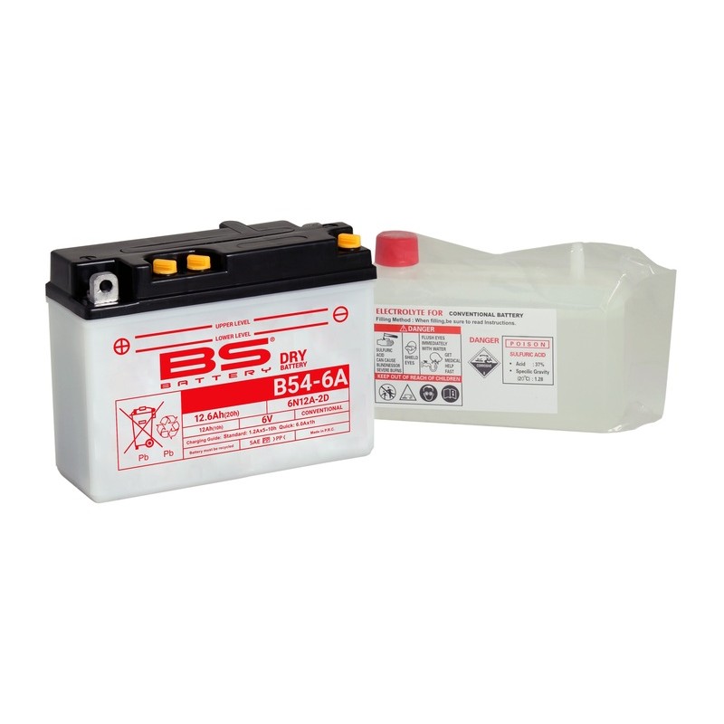 Batterie BS BATTERY conventionnelle avec pack acide - 6N12A-2D (B54-6A)