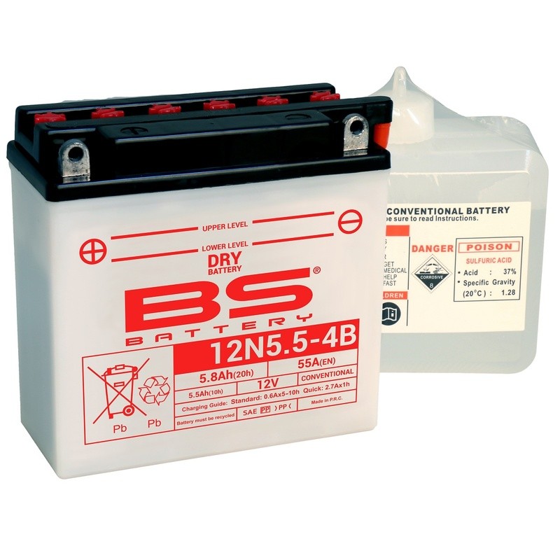 Batterie BS BATTERY conventionnelle avec pack acide - 12N5.5-4B