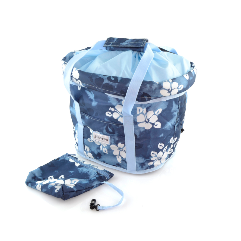 Panier à vélo V BIKE tissu en polyester fleurs bleues