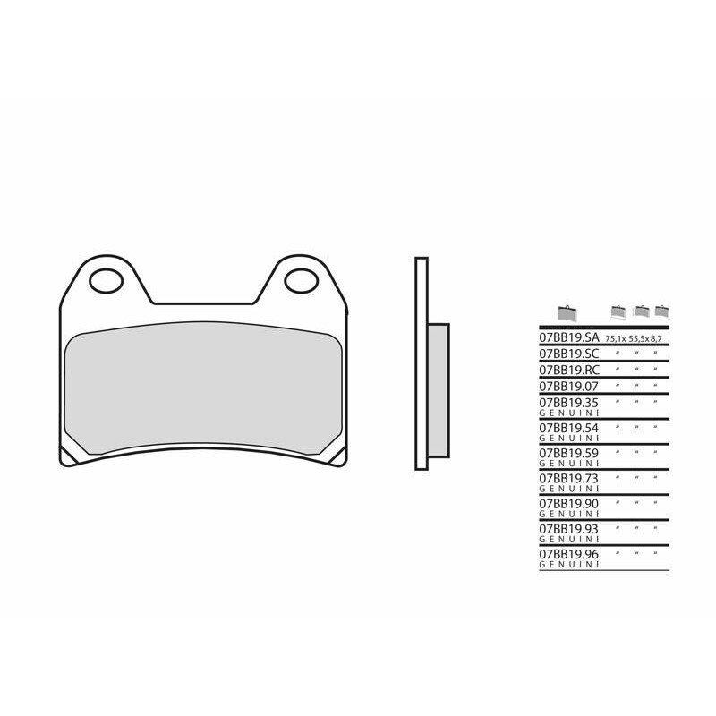 Plaquettes de frein BREMBO route métal fritté - 07BB1996