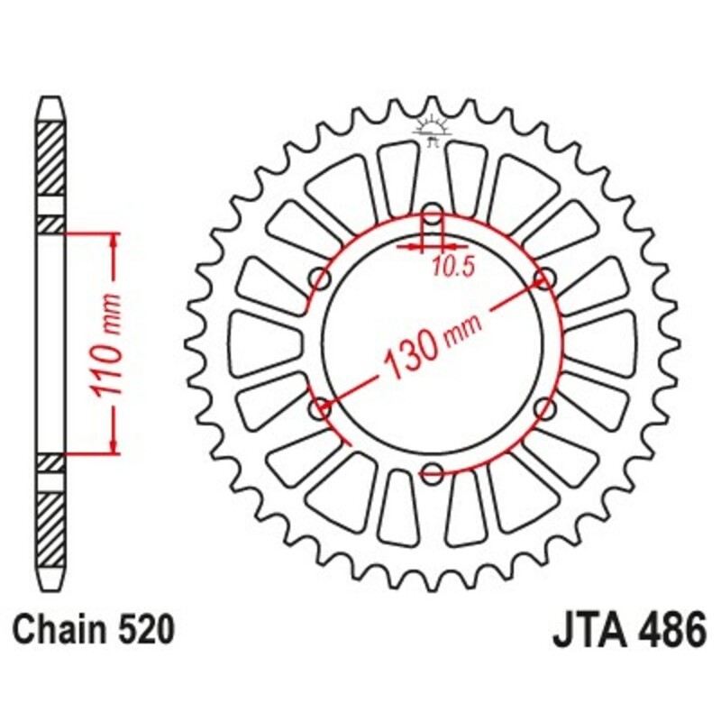 Couronne JT SPROCKETS aluminium ultra-light 486 - 520