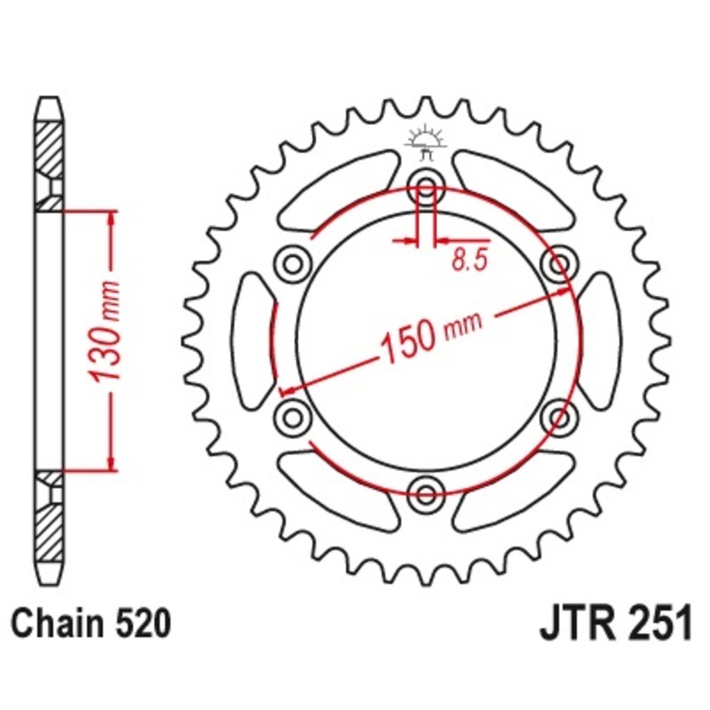 Couronne JT SPROCKETS acier anti-boue 251 - 520