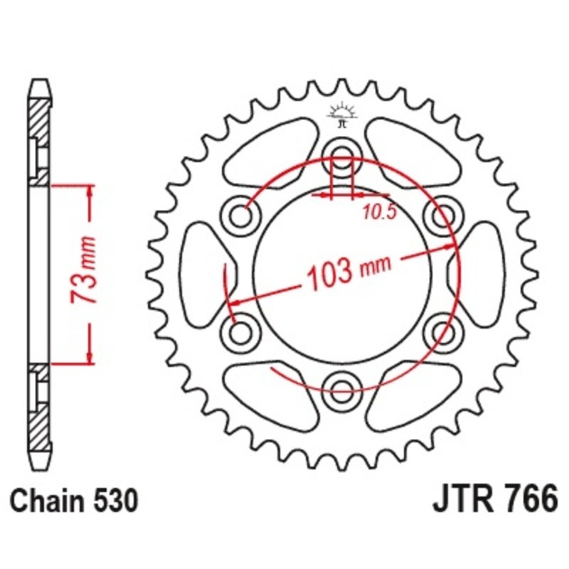 Couronne JT SPROCKETS acier standard 766 - 530