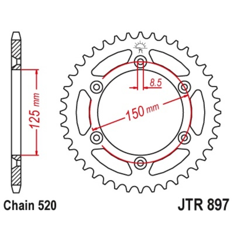 Couronne JT SPROCKETS acier standard 897 - 520