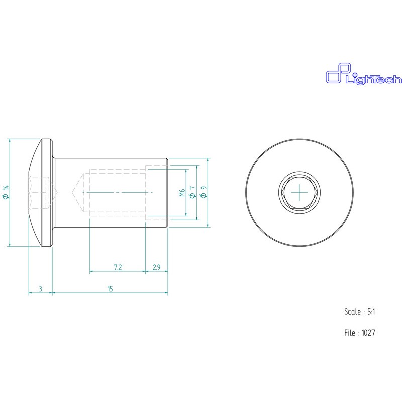 Vis LIGHTECH M6 X 7,2 Type 1027 Ergal argent à l'unité