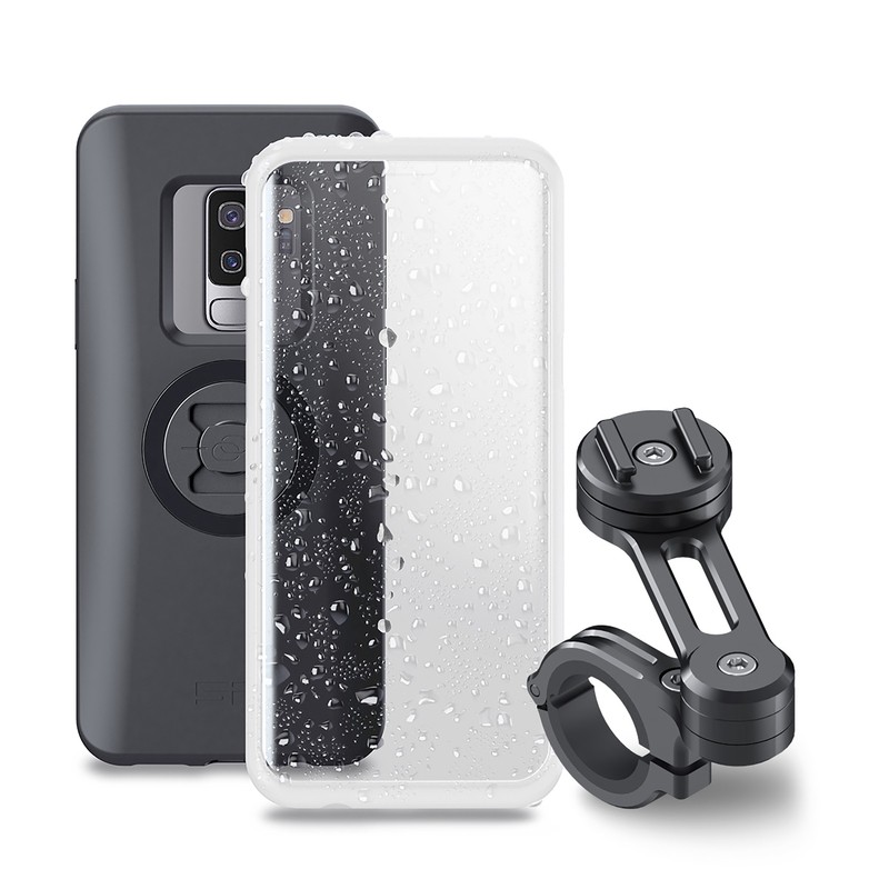 Pack complet SP-CONNECT Moto Bundle fixé sur guidon Samsung S9+